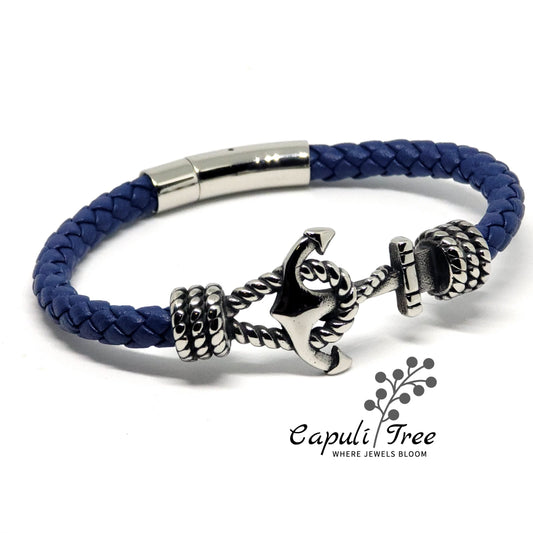 Navy Blue Anchor & Knot Bracelet