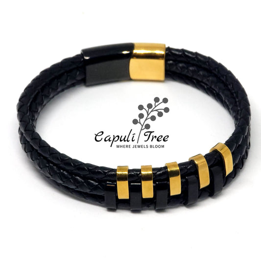 Black & Gold Striped Bracelet