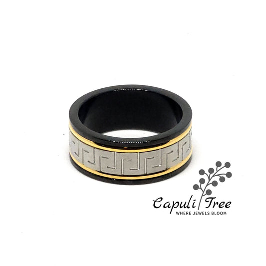 Black Silver & Gold  Ring