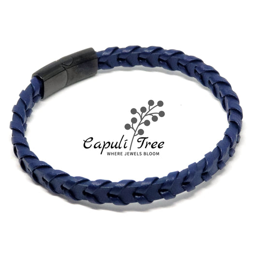Navy Blue Leather Bracelet