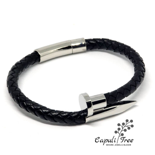 Leather and Nail Bracelet