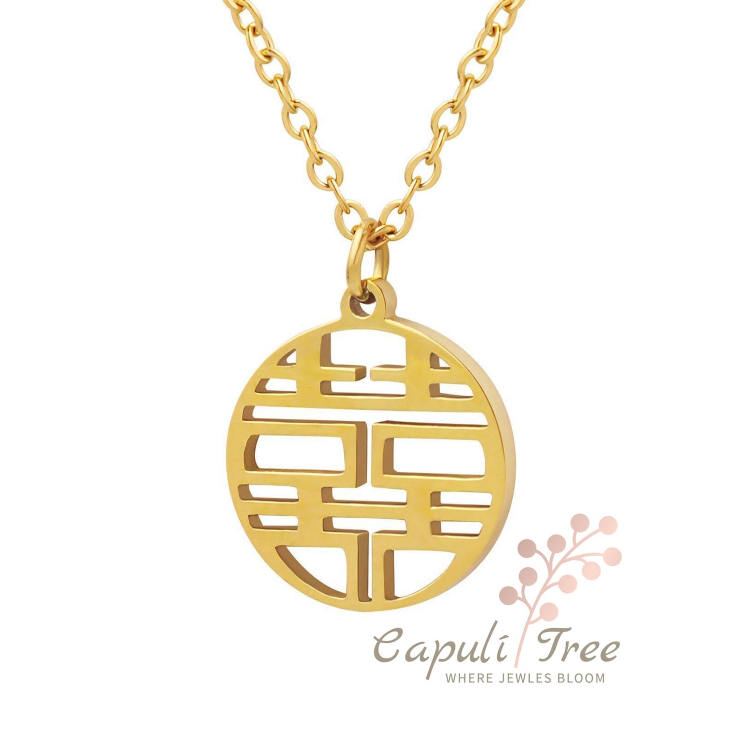 18K GOLD PLATED STAINLESS STEEL MEDALLION NECKLACE