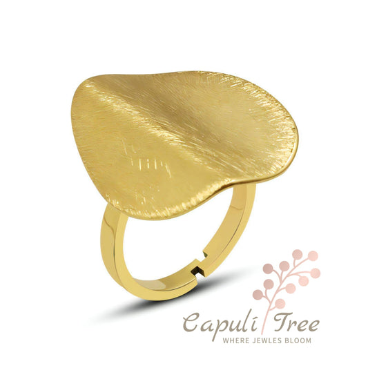 18K GOLD PLATED STAINLESS STEEL LEAF RING