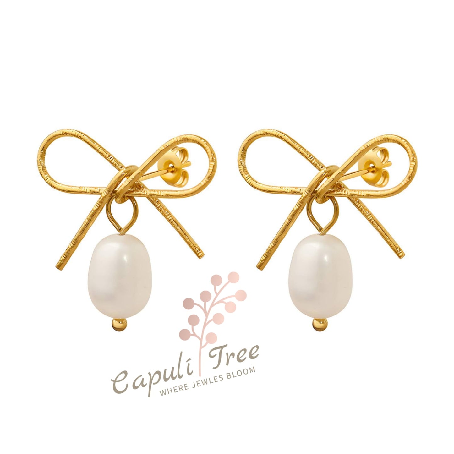 18K GOLD PLATED STAINLESS STEEL "BOWS" EARRINGS